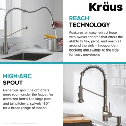 KRAUS Touchless Pull-Down Single Handle 18-Inch Kitchen Faucet in Matte Black