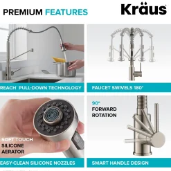 KRAUS Touchless Pull-Down Single Handle 18-Inch Kitchen Faucet in Matte Black