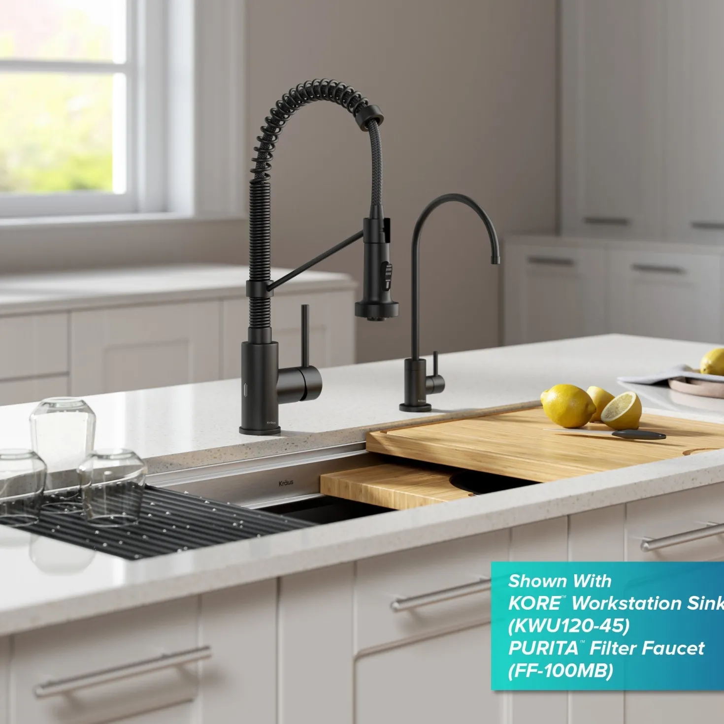 KRAUS Touchless Pull-Down Single Handle 18-Inch Kitchen Faucet in Matte Black