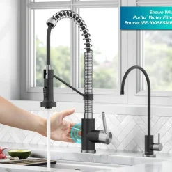 KRAUS Touchless Pull-Down Single Handle 18-Inch Kitchen Faucet in Spot-Free Stainless & Matte Black
