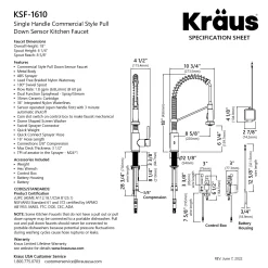 KRAUS Touchless Pull-Down Single Handle 18-Inch Kitchen Faucet in Spot-Free Stainless & Matte Black