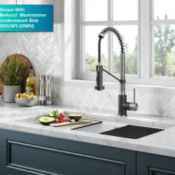 KRAUS Touchless Pull-Down Single Handle 18-Inch Kitchen Faucet in Spot-Free Stainless & Matte Black