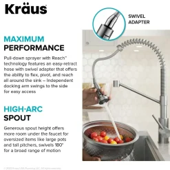 KRAUS Touchless Pull-Down Single Handle 18-Inch Kitchen Faucet in Brushed Brass