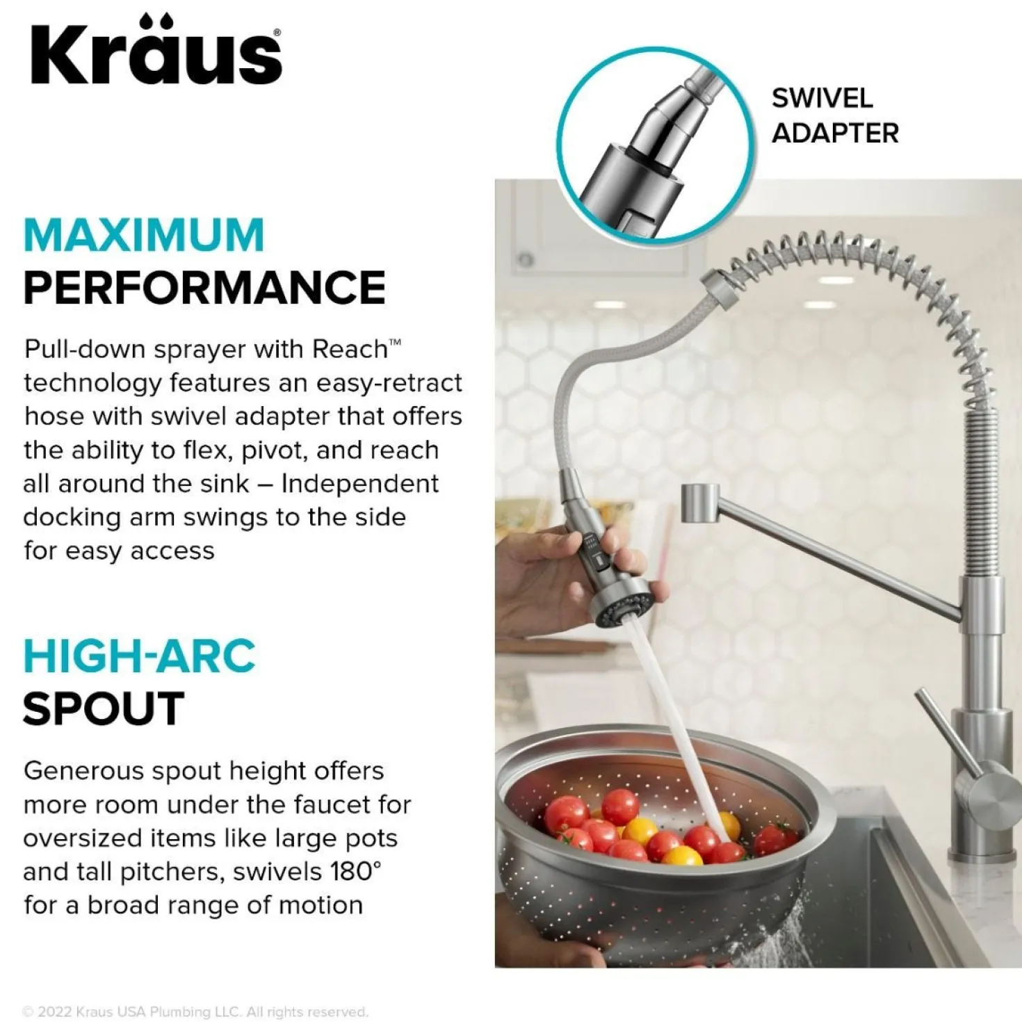 KRAUS Touchless Pull-Down Single Handle 18-Inch Kitchen Faucet in Brushed Brass