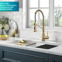 KRAUS Touchless Pull-Down Single Handle 18-Inch Kitchen Faucet in Brushed Brass