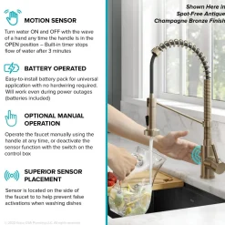 KRAUS Touchless Pull-Down Single Handle 18-Inch Kitchen Faucet in Brushed Brass