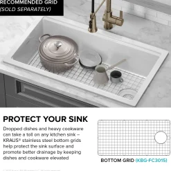 KRAUS Turino 33" Drop-In or Undermount Fireclay Workstation Kitchen Sink in Gloss White