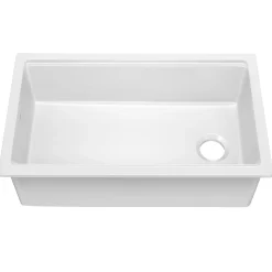 KRAUS Turino 33" Drop-In or Undermount Fireclay Workstation Kitchen Sink in Gloss White