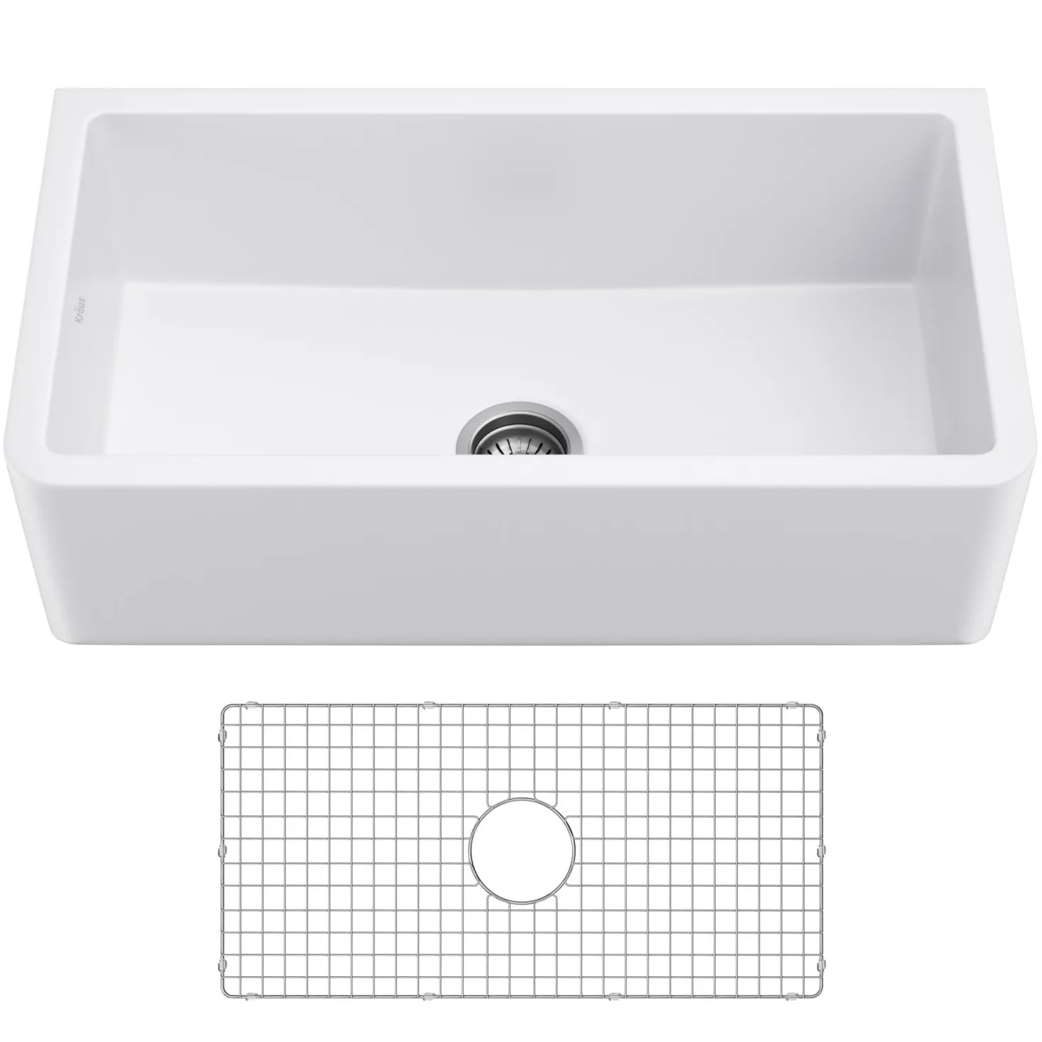 KRAUS Turino 33" Reversible Apron Front Fireclay Kitchen Sink in Matte White