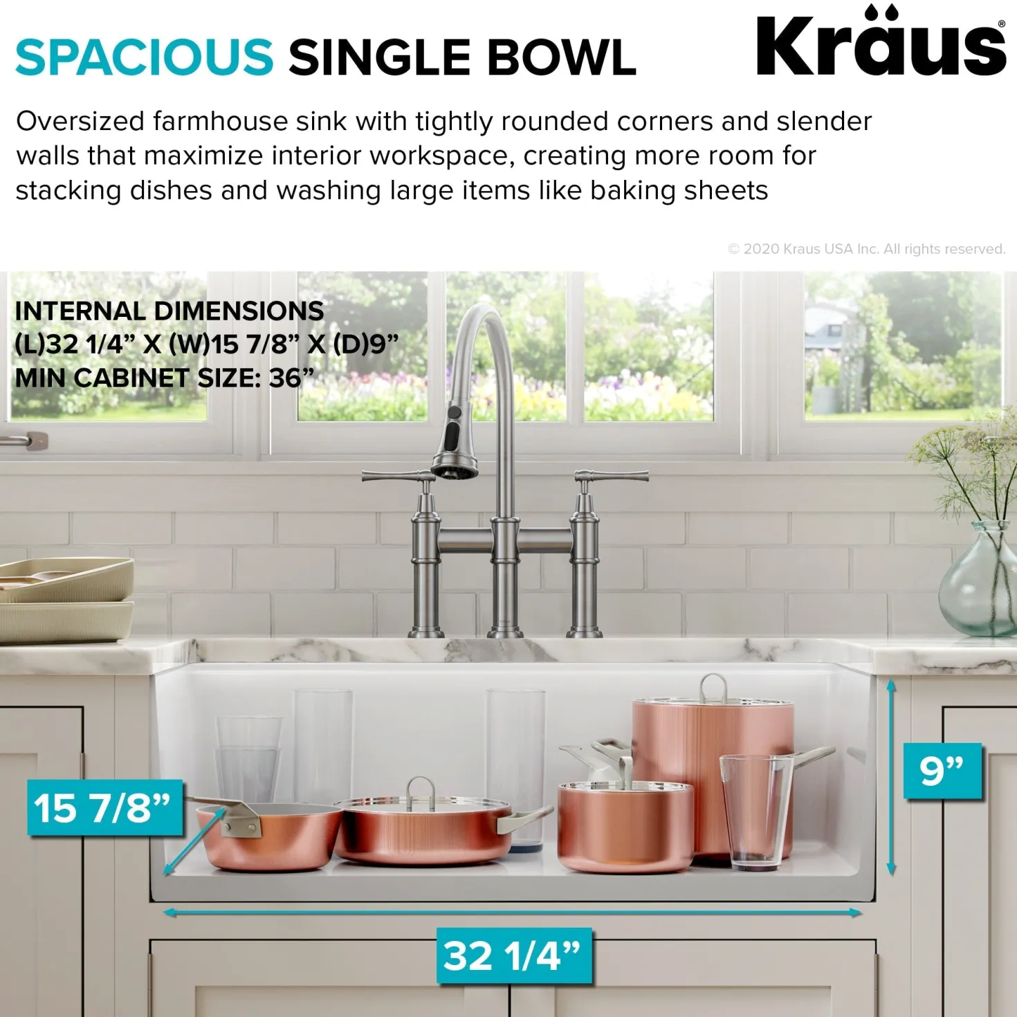 KRAUS Turino Workstation 33" Reversible Apron Front Fireclay Kitchen Sink with Accessories in Gloss White