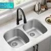 KRAUS 32" Undermount 50/50 Double Bowl Stainless Steel Kitchen Sink