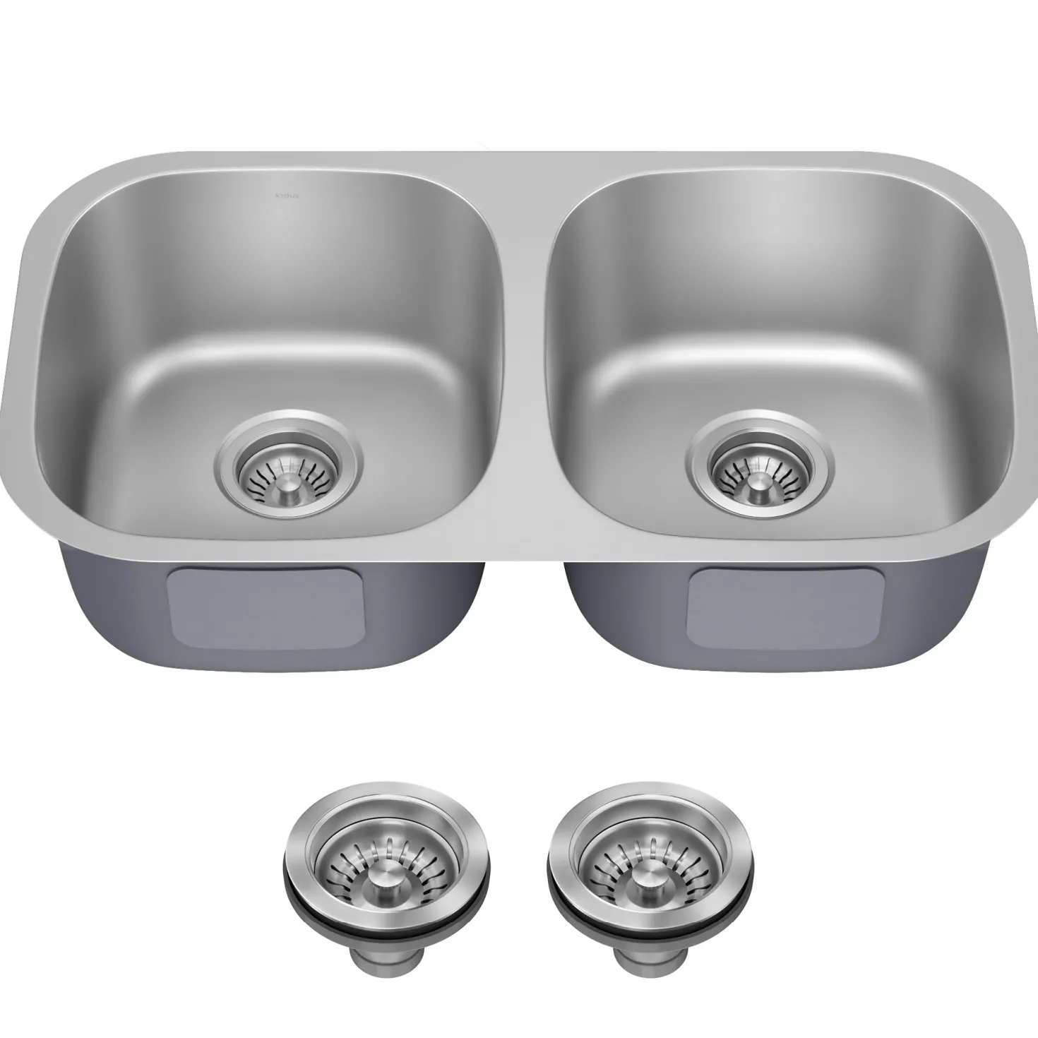 KRAUS 32" Undermount 50/50 Double Bowl Stainless Steel Kitchen Sink
