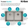 KRAUS 33" Undermount 50/50 Double Bowl 16 Gauge Stainless Steel Kitchen Sink with NoiseDefend Soundproofing