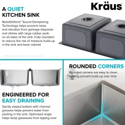 KRAUS 33” Undermount Double Bowl Stainless Steel Kitchen Sink