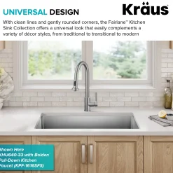KRAUS 33” Undermount Double Bowl Stainless Steel Kitchen Sink