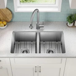 KRAUS 33” Undermount Double Bowl Stainless Steel Kitchen Sink