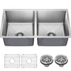 KRAUS 33” Undermount Double Bowl Stainless Steel Kitchen Sink