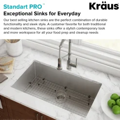 KRAUS 28" Undermount 16 Gauge Single Bowl Stainless Steel Small Radius Kitchen Sink