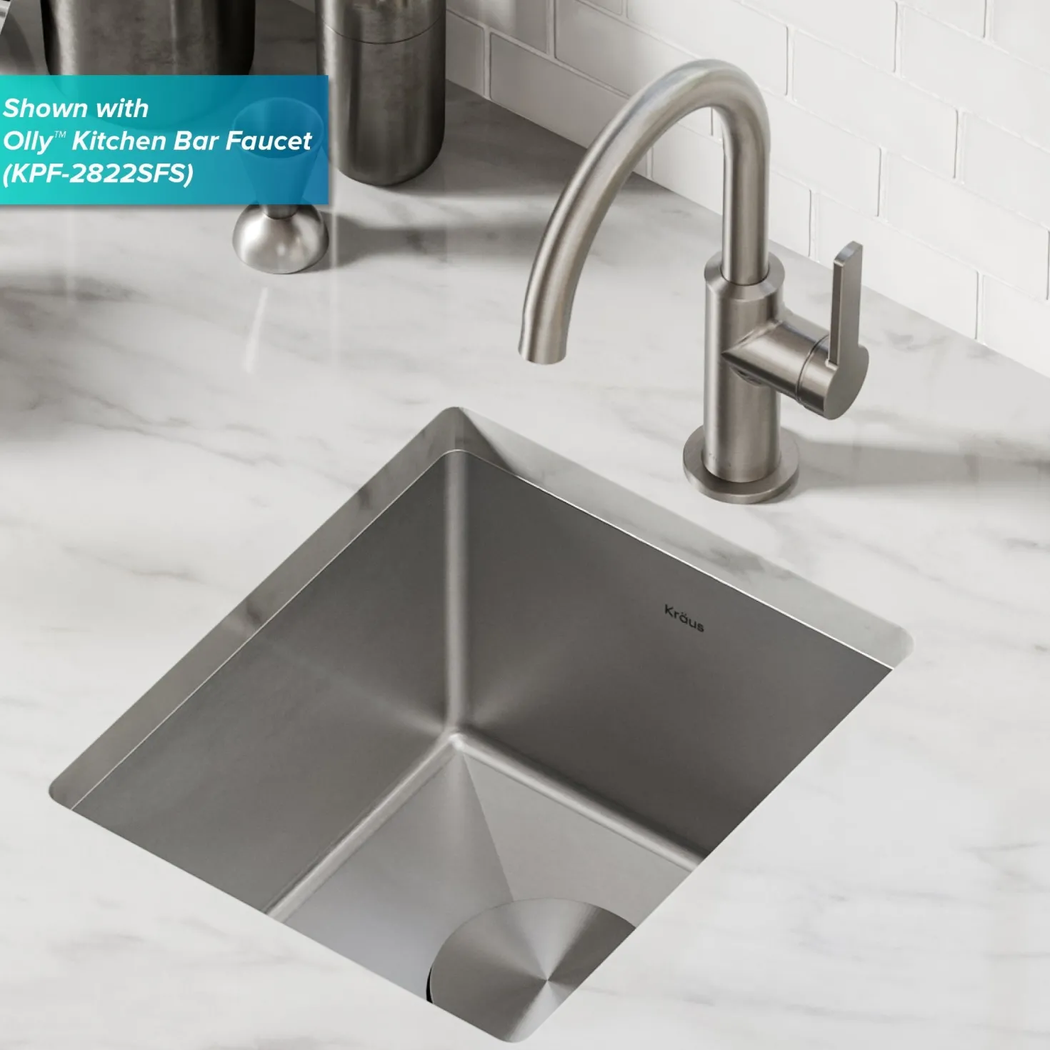 KRAUS 13" Undermount 16 Gauge Stainless Steel Bar Prep Sink