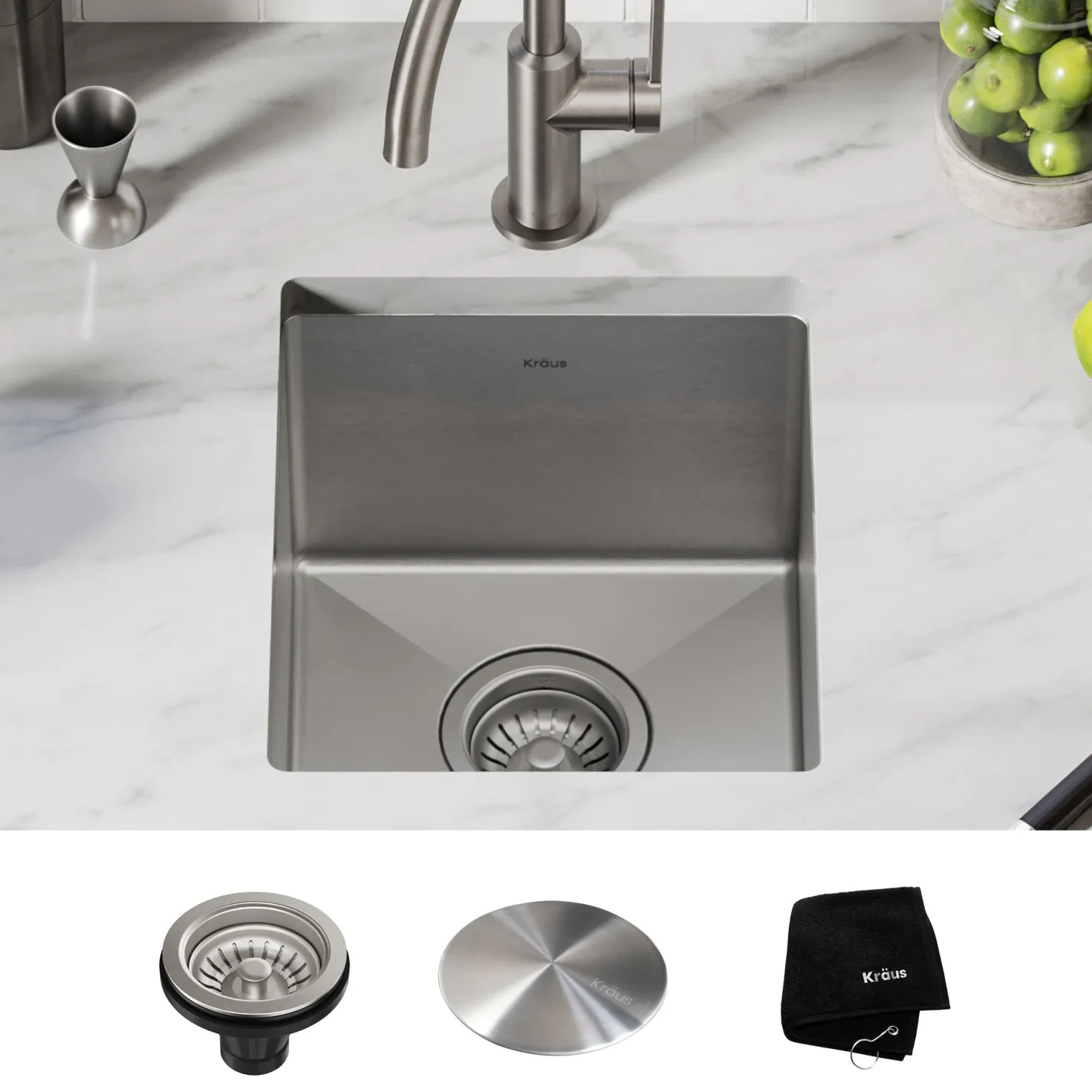 KRAUS 13" Undermount 16 Gauge Stainless Steel Bar Prep Sink