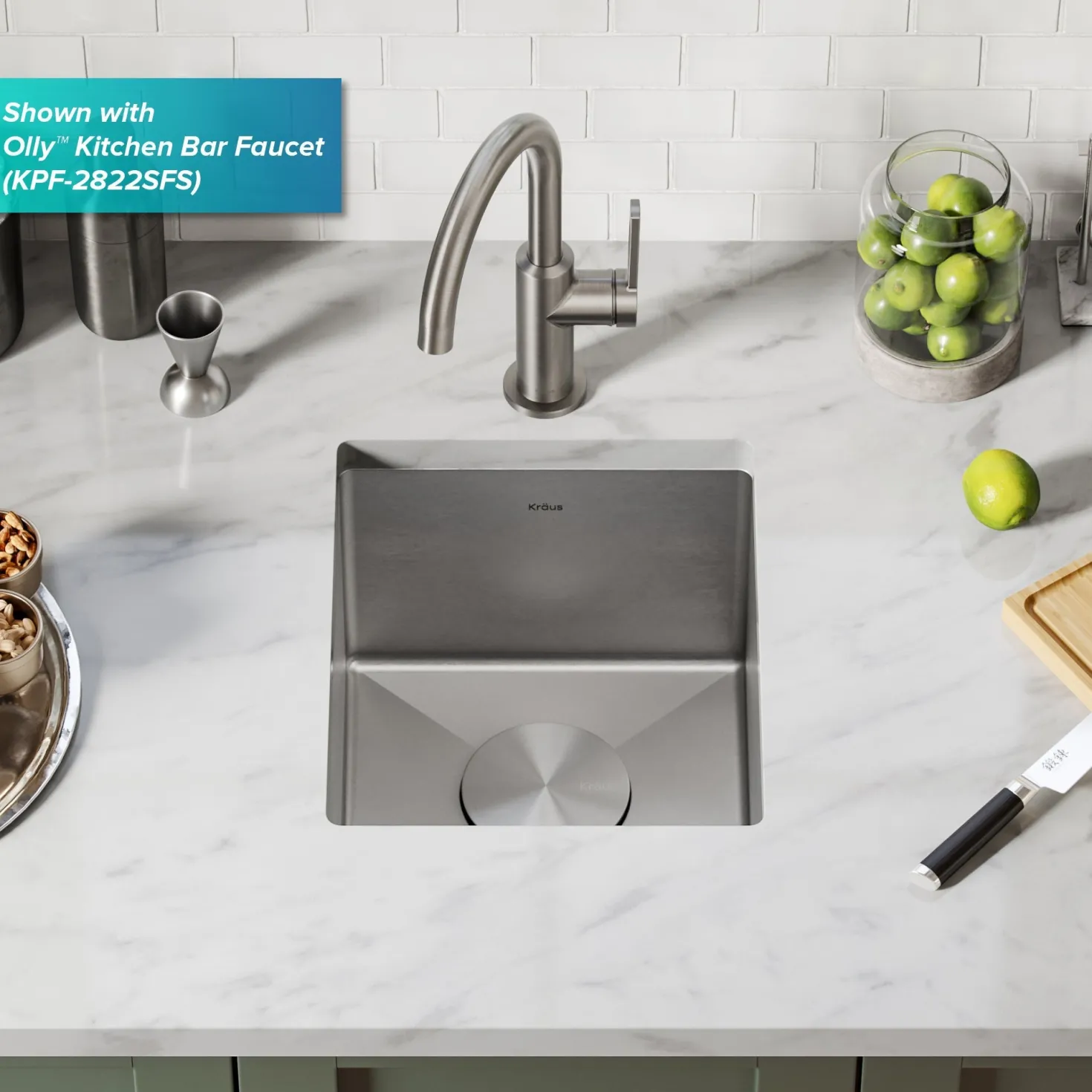 KRAUS 13" Undermount 16 Gauge Stainless Steel Bar Prep Sink