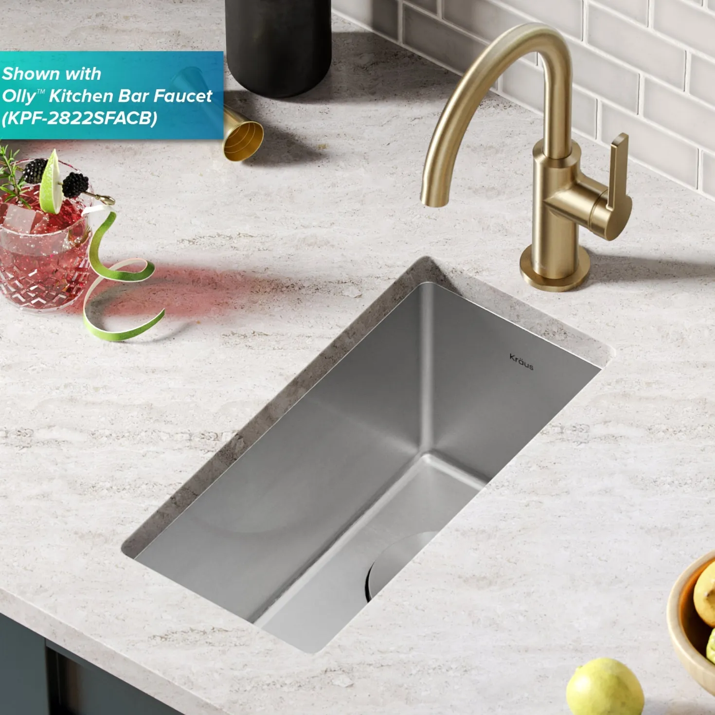 KRAUS 10" Undermount 16 Gauge Stainless Steel Bar Prep Sink