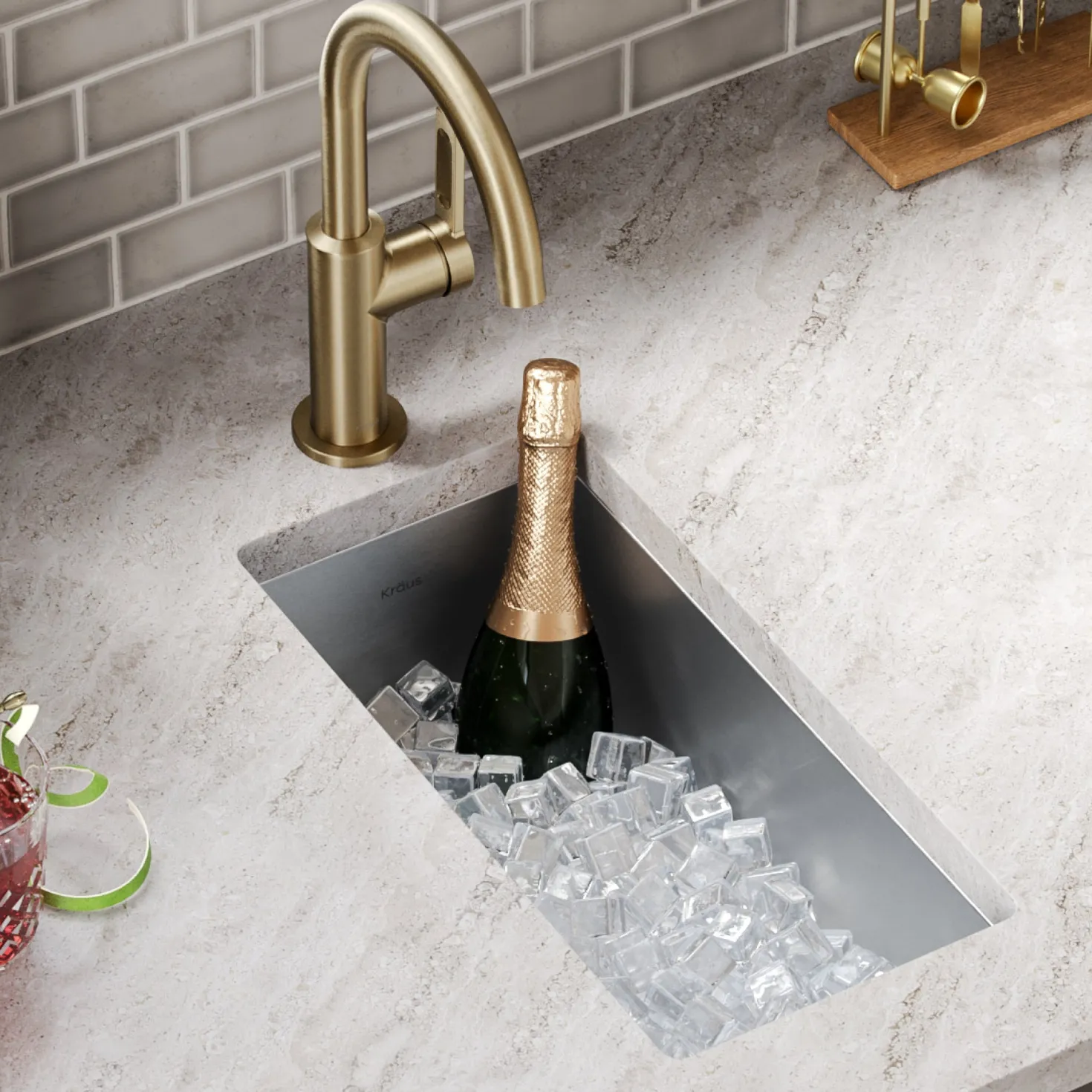 KRAUS 10" Undermount 16 Gauge Stainless Steel Bar Prep Sink