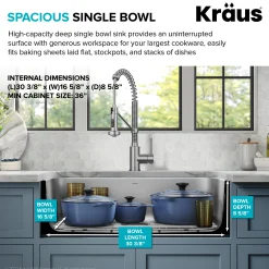 KRAUS 32” Undermount 18 gauge Stainless Steel Single Bowl Kitchen Sink