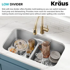KRAUS 32" Undermount 50/50 Kitchen Sink