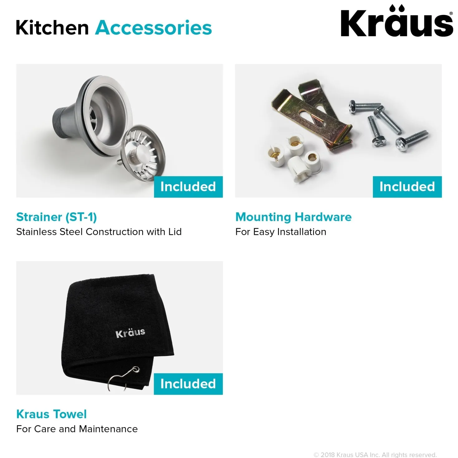 KRAUS 15" Undermount Prep Sink with Center Drain