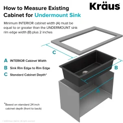 KRAUS 31" Undermount Single Bowl Black Onyx Granite Kitchen Sink