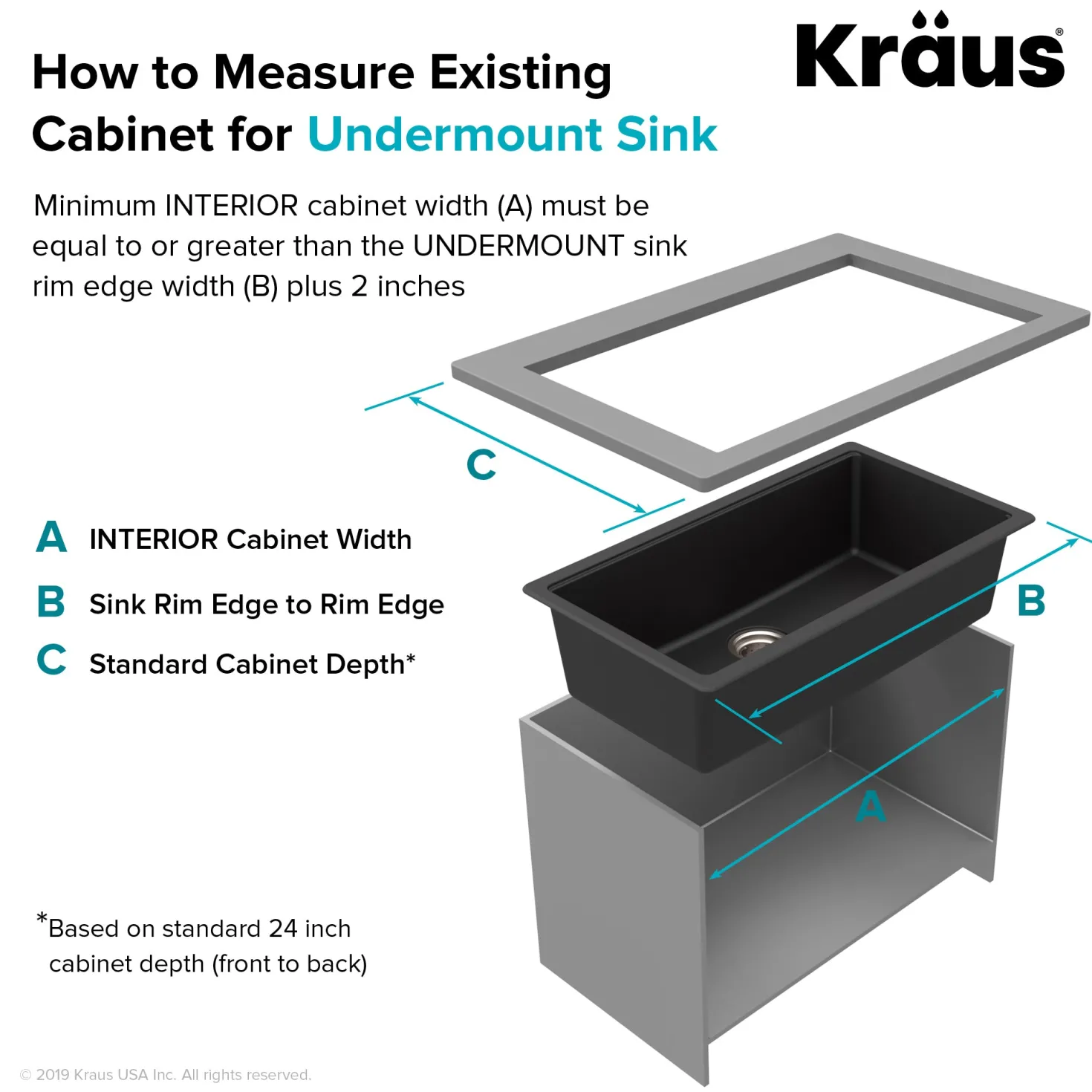 KRAUS 31" Undermount Single Bowl Black Onyx Granite Kitchen Sink