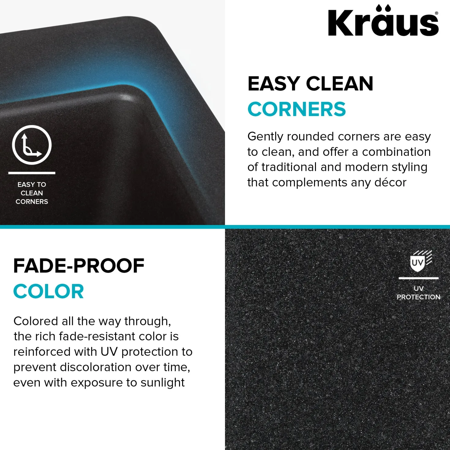 KRAUS 31" Undermount Single Bowl Black Onyx Granite Kitchen Sink