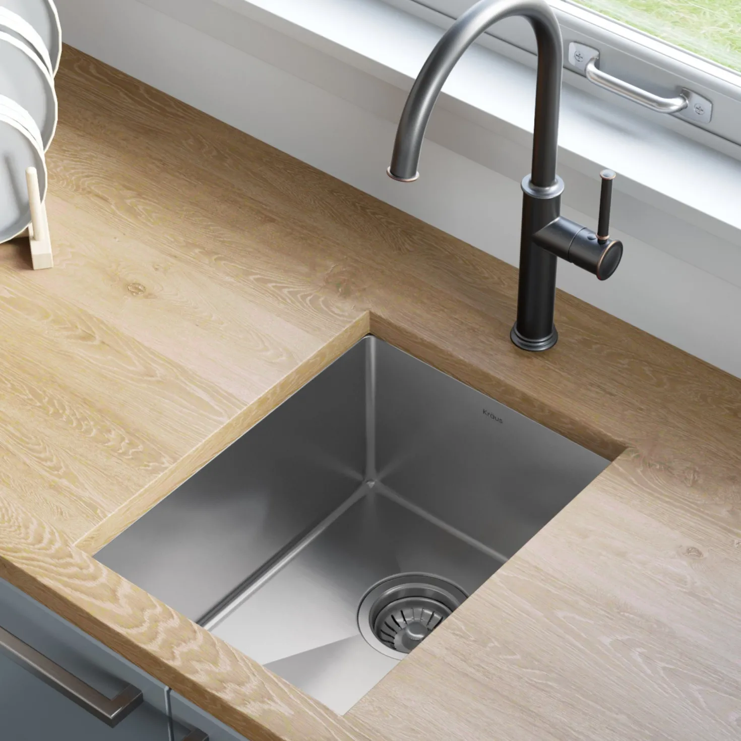 KRAUS 14" Undermount Single Bowl Stainless Steel Kitchen Bar Sink