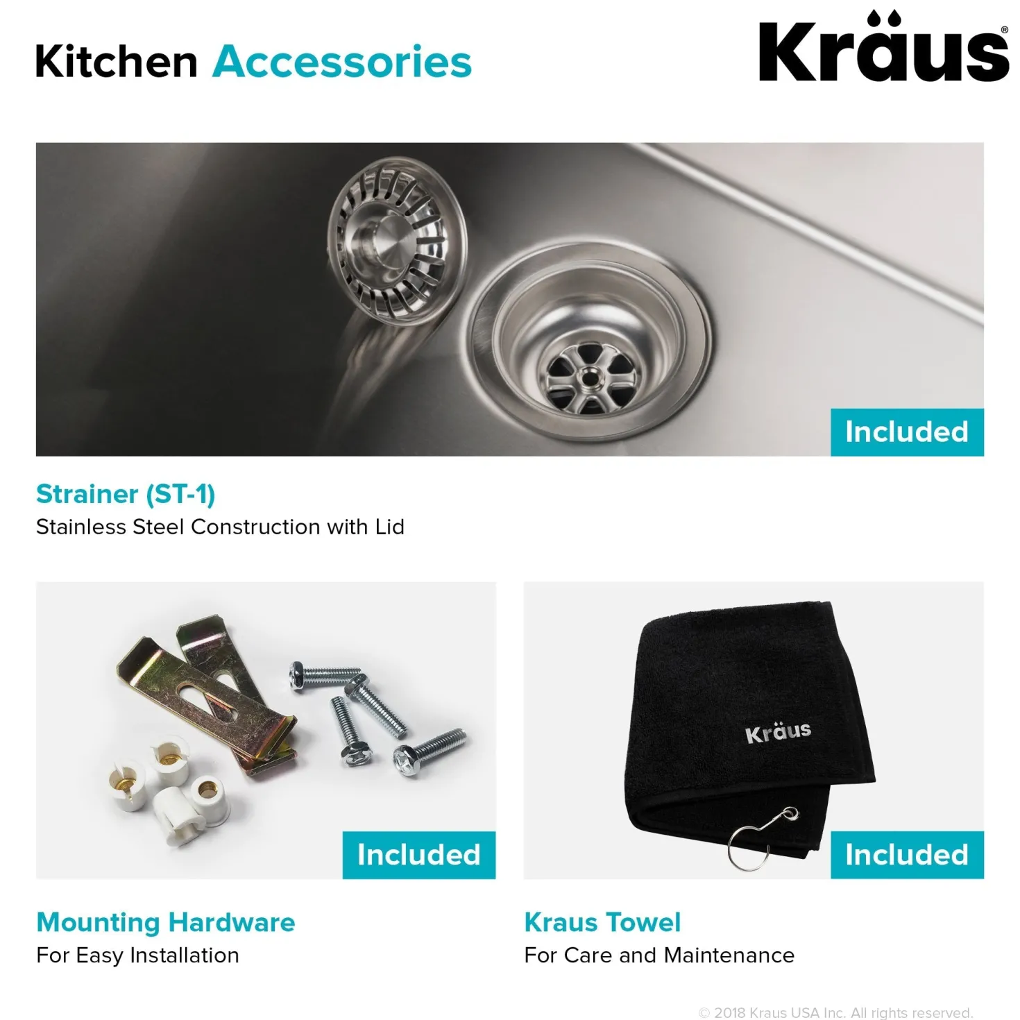 KRAUS 14" Undermount Single Bowl Stainless Steel Kitchen Bar Sink