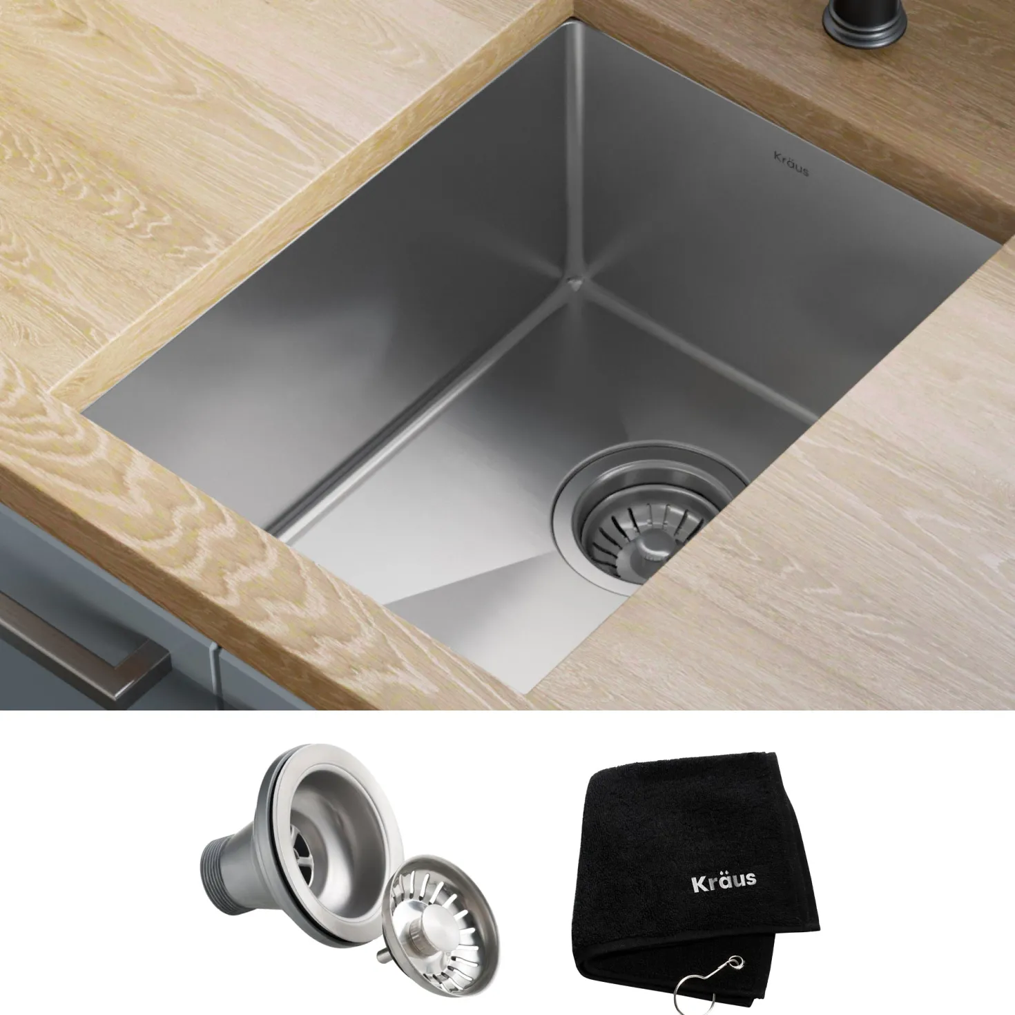 KRAUS 14" Undermount Single Bowl Stainless Steel Kitchen Bar Sink