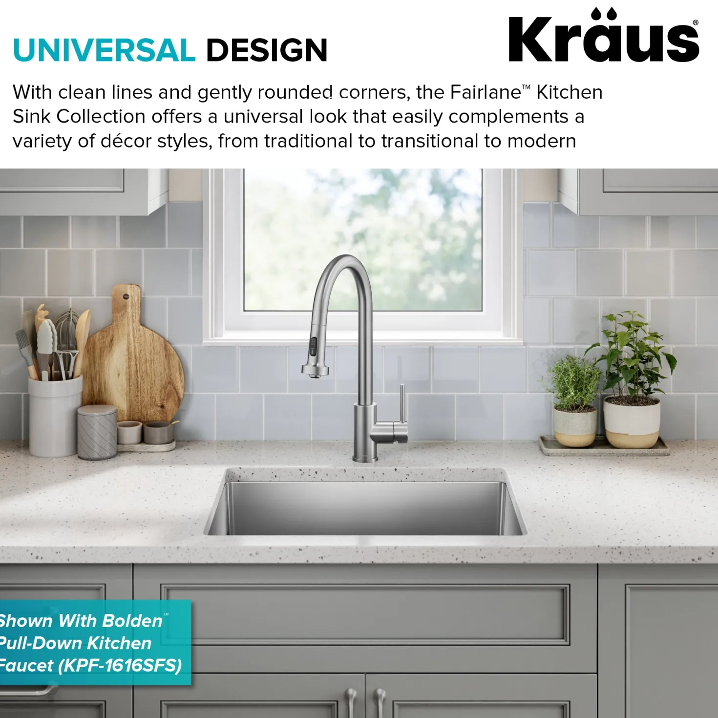 KRAUS 25” Undermount Single Bowl Side-Drain Stainless Kitchen Sink