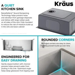 KRAUS 25” Undermount Single Bowl Side-Drain Stainless Kitchen Sink