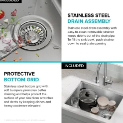 KRAUS 25” Undermount Single Bowl Side-Drain Stainless Kitchen Sink