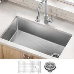 KRAUS 33” Undermount Single Bowl Stainless Steel Kitchen Sink