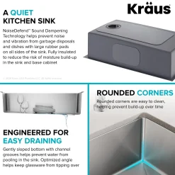 KRAUS 33” Undermount Single Bowl Stainless Steel Kitchen Sink