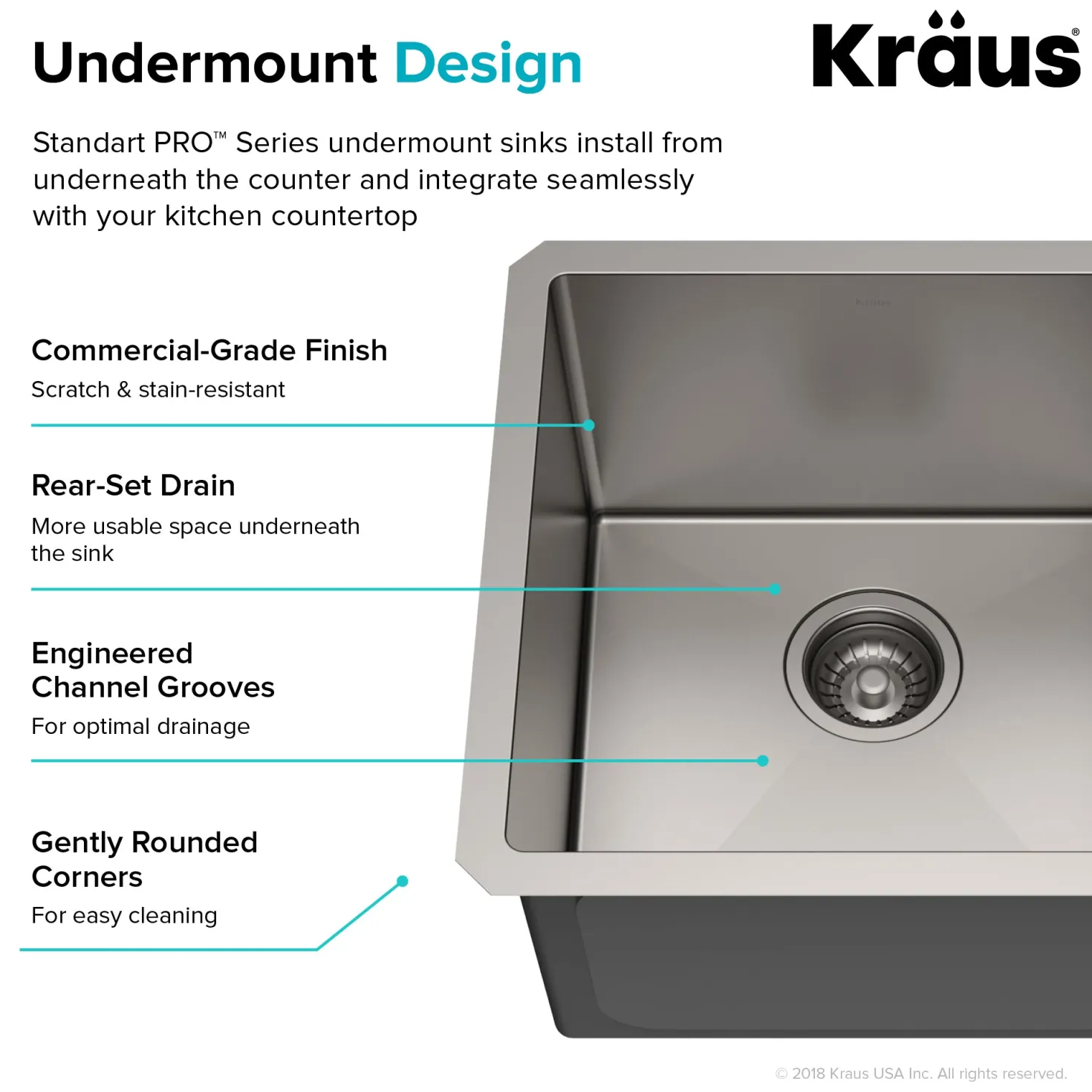 KRAUS 17" Undermount Single Bowl Stainless Steel Kitchen Bar Sink