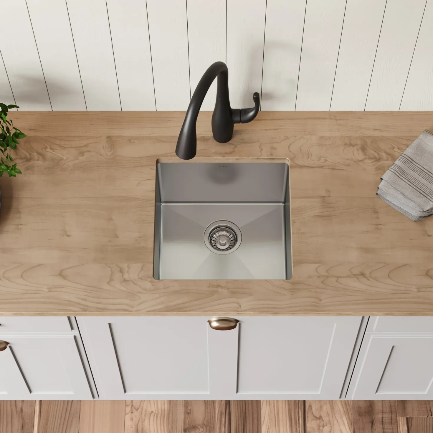 KRAUS 17" Undermount Single Bowl Stainless Steel Kitchen Bar Sink