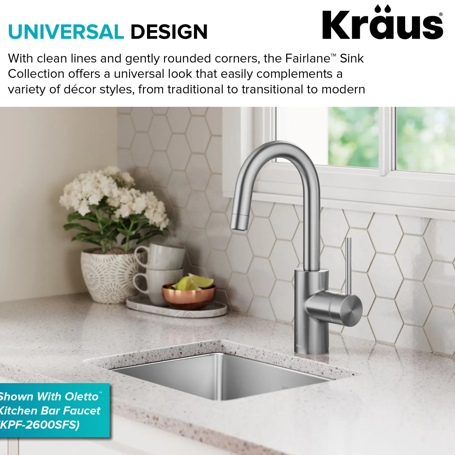 KRAUS 15” Undermount Single Bowl Stainless Steel Kitchen Bar Sink
