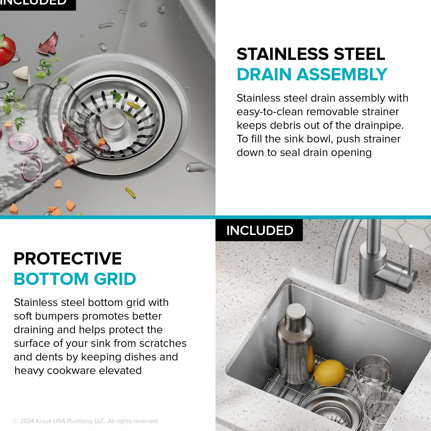 KRAUS 15” Undermount Single Bowl Stainless Steel Kitchen Bar Sink