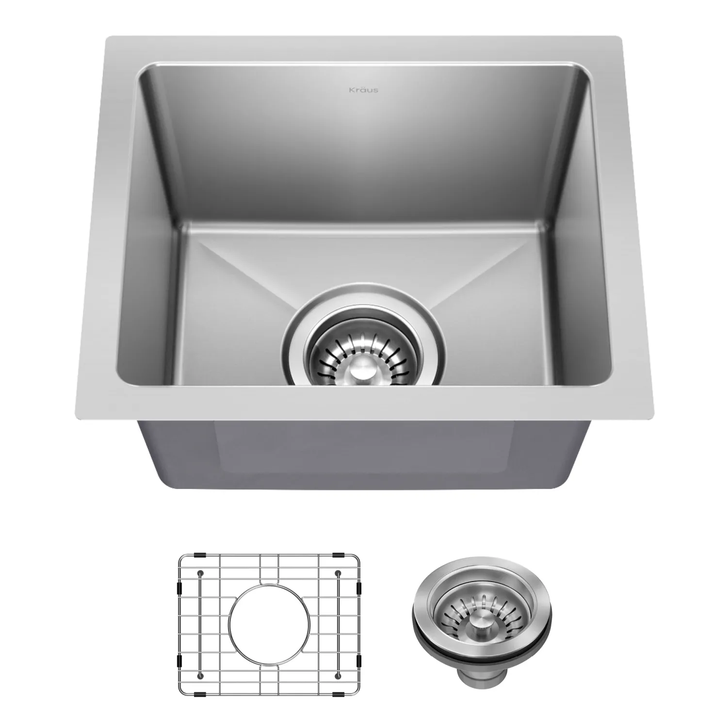 KRAUS 15” Undermount Single Bowl Stainless Steel Kitchen Bar Sink