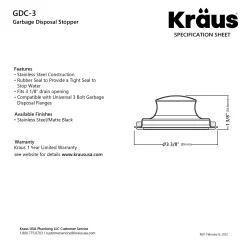 KRAUS Universal Kitchen Sink Stopper for Garbage Disposals
