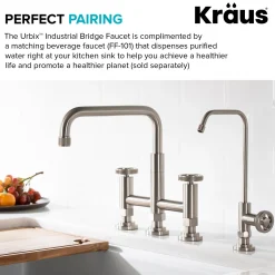 KRAUS Urbix Bridge Kitchen Faucet with Side Sprayer in Spot Free Stainless Steel