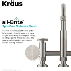 KRAUS Urbix Bridge Kitchen Faucet with Side Sprayer in Spot Free Stainless Steel