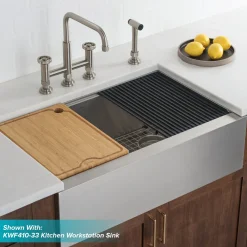 KRAUS Urbix Bridge Kitchen Faucet with Side Sprayer in Spot Free Stainless Steel
